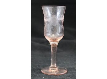 7 Vintage Stemmed Pink Depression Glass Cordial Glasses 4' (Y183)