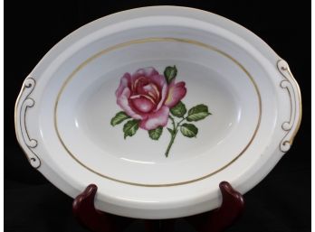 Kyoto Fine China Carmen Japan Serving-ware Set With Single Pink Rose On White (Y124,Y125,Y126)