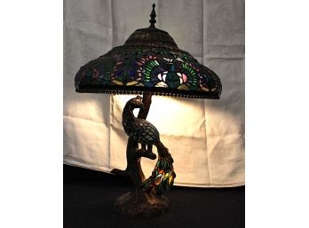 Stained Glass Peacock Lamp (O155)