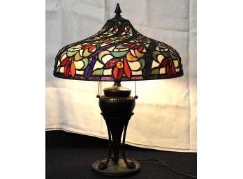 Stained Glass Orange Flower Shade Lamp (O154)