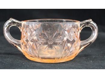 Pink Depression Glass Dish With Handles 3.25' X 3.25' (Y175)