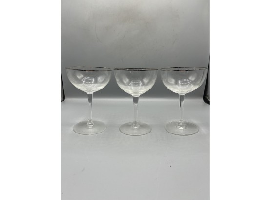 Platinum Trim Wine Drinking Glasses- 3 Total