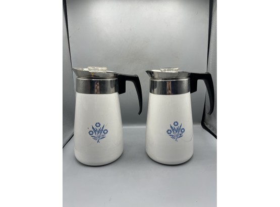 Corningeware Blueflower Pattern 9-cup Coffee Percolators - 2 Total
