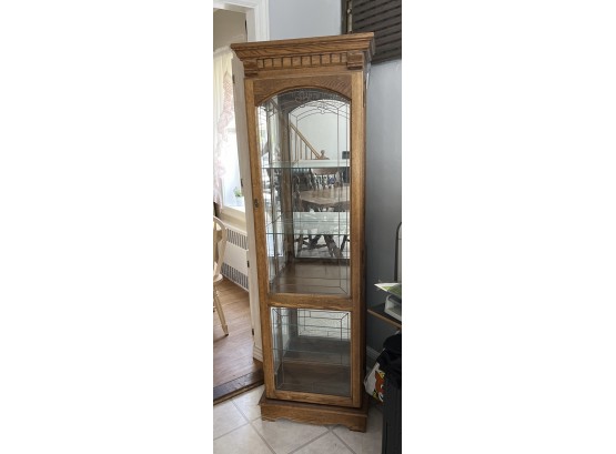 Solid Wood Lighted 5 Shelf Glass Curio Cabinet
