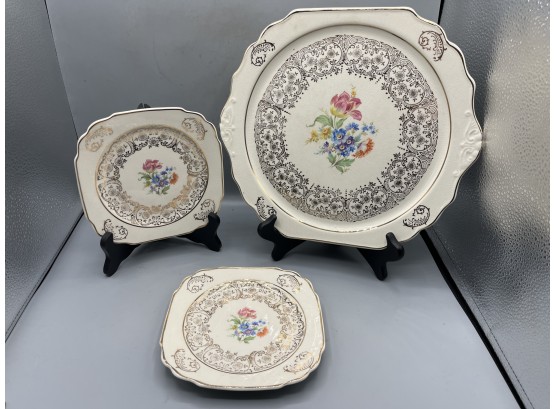 The Harker Pottery Company 22 Karat Gold Trim Floral Pattern China Set - 7 Pieces Total