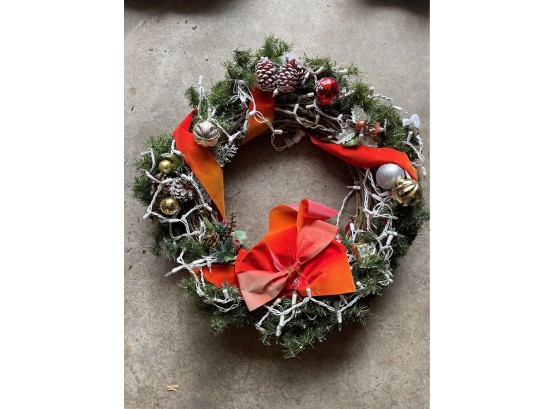 Decorative Lighted Faux Christmas Wreath