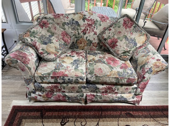 Floral Pattern Upholstered Love Seat