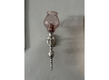 Metal Silver-tone Wall Sconce Candle Holders - 2 Total