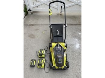 Ryobi 40V Cordless Lawn Mower Model RY40100 - 4 Batteries And 2 Chargers Included