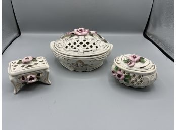 Luiza Gajewiak Ceramic Hand-painted Trinket Boxes - 3 Total - Made In Poland