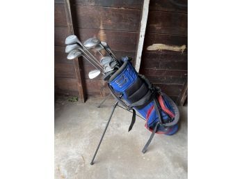 Assorted Golf Clubs With Gold Bag - 18 Clubs Total Pro Image Titanium