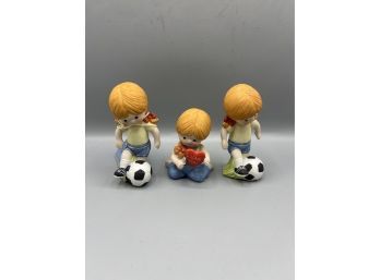 1982 Enesco Country Cousins Porcelain Hand Painted Figurines - 3 Total