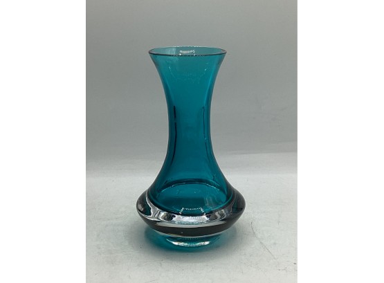 Turquoise Blue Colored Art Glass Vase