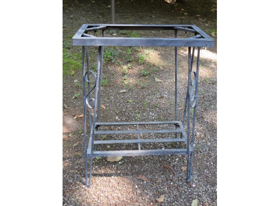 Wrought Iron Table With Bottom Shelf - Glass Top Not Included