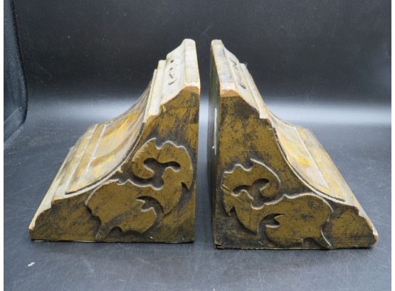 Gold Tone Bookends - Set Of 2