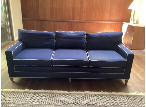 Henredon Upholstery Collection Blue With White Trim Sofa