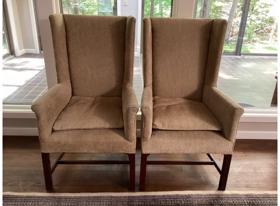 Federal Style Mahogany Wing Chairs American, Early 19th Century Pair