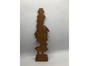 Wood Carving Woman Carrying Pots