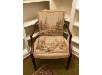 Tapestry Arm Chair Fabric Upholstered - The Grand Place ,central Square Of Brussels, Belgium Scene