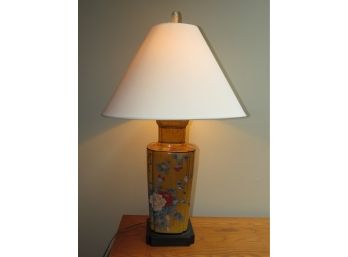 Ceramic Asian Yellow Floral Table Lamp