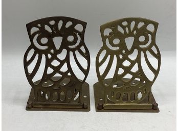 Gold-tone Owl Bookends - Set Of 2