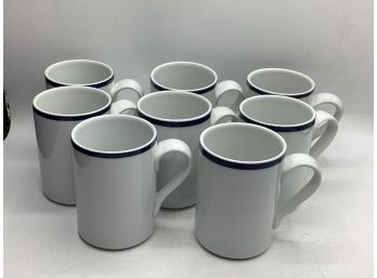 Dansk Bistro International Designs Blue Trim Mugs - Set Of 8