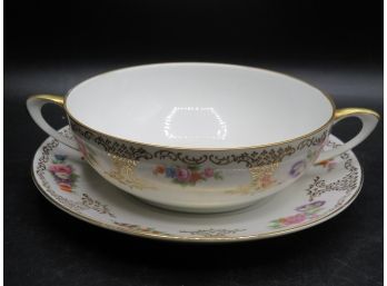 Hutschenreuther Gelb L.h.s. Handled Soup Bowl With Dish - Service For 10