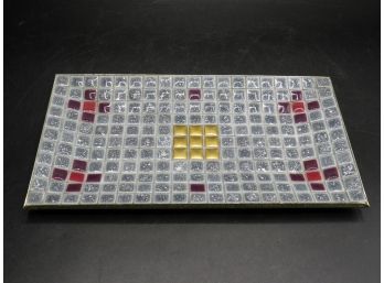 Mosaic Tile Pattern Rectangular Tray/dish With Gold-tone Bottom