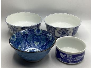 Blue Floral Bowls - Assorted Set Of 4