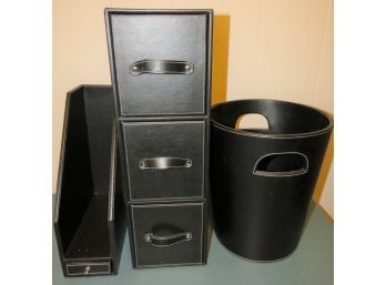 Sicura Italian Designs CD Storage 3-drawer, Waste Basket & Desk Organizer - Set Of 3