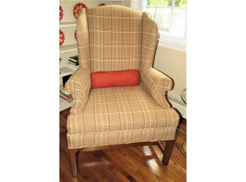 Henredon Plaid Upholstered Arm Chair  With Pillow