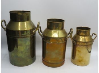 Raymor Brass Handled Milk Cans - Assorted Set Of 3