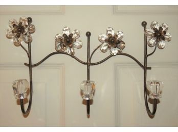 Metal Floral 3-hook Wall Hanger