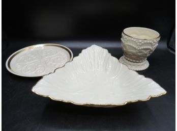 Lenox Votive Holder, Triangle Dish And Round Plate - Assorted Set Of 3