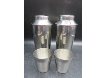 Stainless Steel Shaker Cup With Shot Glass - Set Of 2