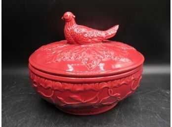 American Atelier At Home 'baroque Burgundy Ironstone Chicken Motif Bowl With Lid