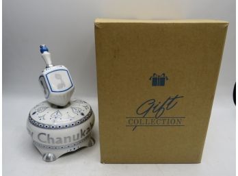 Gift Collection Musical Chanukah Dreidel Porcelain Music Box - New In Box