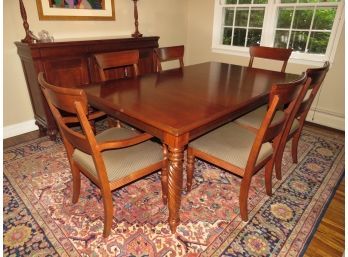 Ethan Allen The British Classics Collection Maple Dining Table With 6 Chairs, 2 Table Leaves & Padding