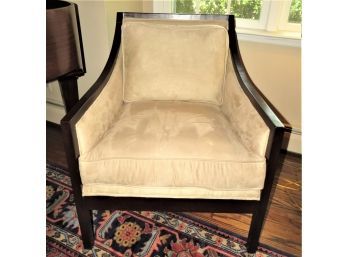 Ivory Fabric &  Wood  Arm Chair
