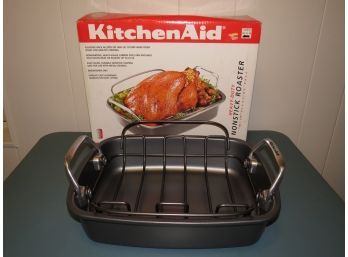 Kitchen Aid Heavy Duty Non-stick Roaster Pan & Floating Rack - New In Box