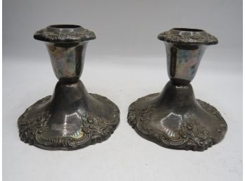 Wallace Baroque Silver  Plated Candlestick Holders - Set Of 2