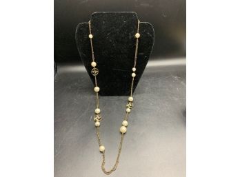 Costume Jewelry Beaded Gold-tone Necklace With Stones