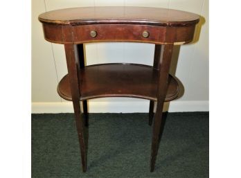 John Stuart Inc. Leather Top Wood Table With Drawer & Lower Shelf