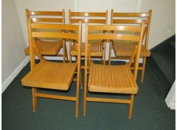 Wood Folding Chairs - Set Of 5