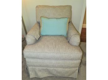 Henredon Grey Fabric Upholstered Arm Chair With Pillow