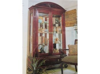 Ethan Allen Classics Collection 'caribbean Influenced' Lighted Maple Wood Curio Cabinet