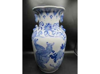 Blue/white Floral, Bird Motif Vase