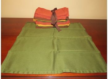 Cloth Napkins Green/brown/rustyellow - 16 Total