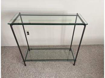 Glass-top Metal Frame Console Table With Shelf