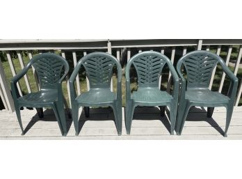 Pro-garden Green Plastic Stackable Chairs - 4 Total